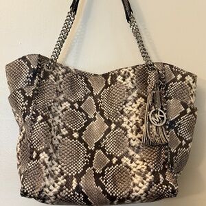 Michael Kors purse large snake print chain handles & wallet